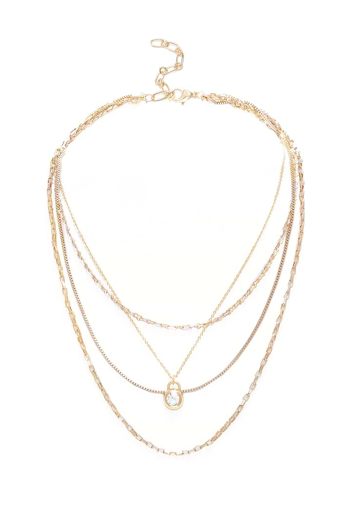 Layered Gold Chain Delicate Pendant Necklace - Gold