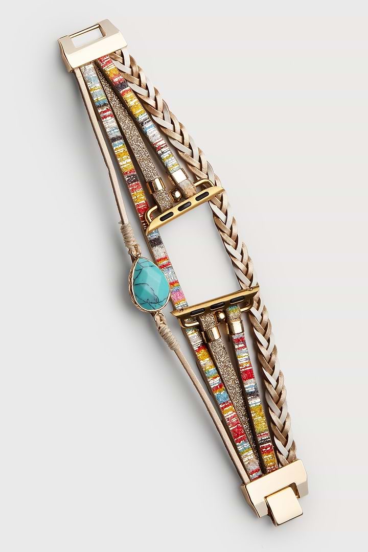 Boho Crystal Leather Apple Band - Multi
