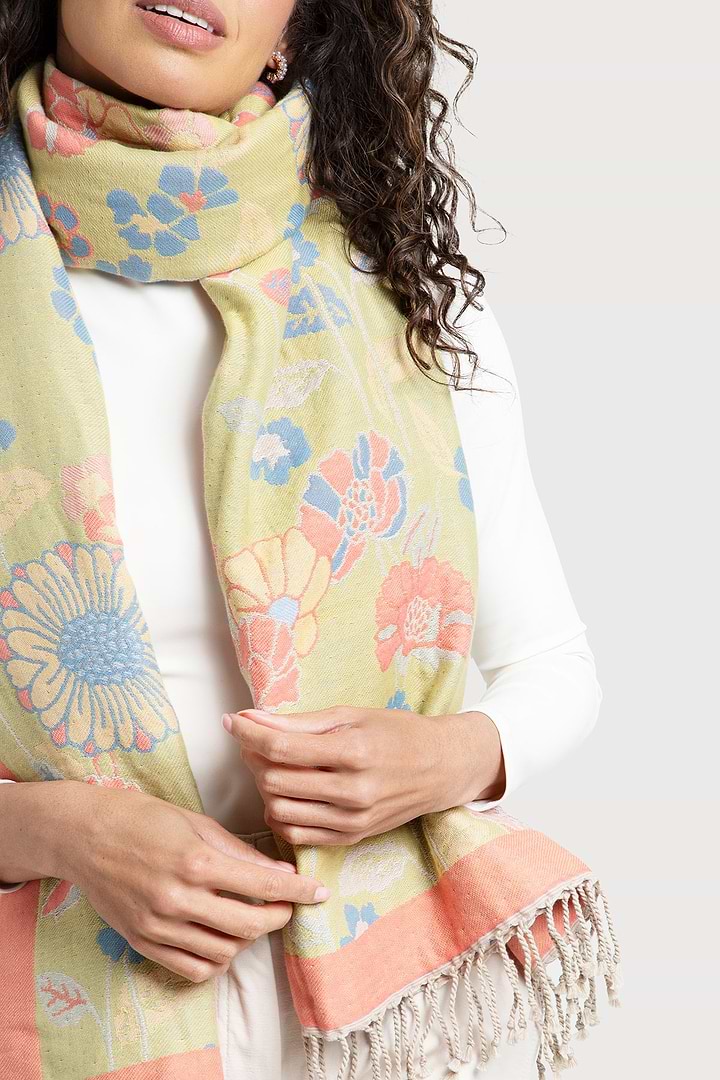 Fiore Pastel Reversible Scarf - Yellow