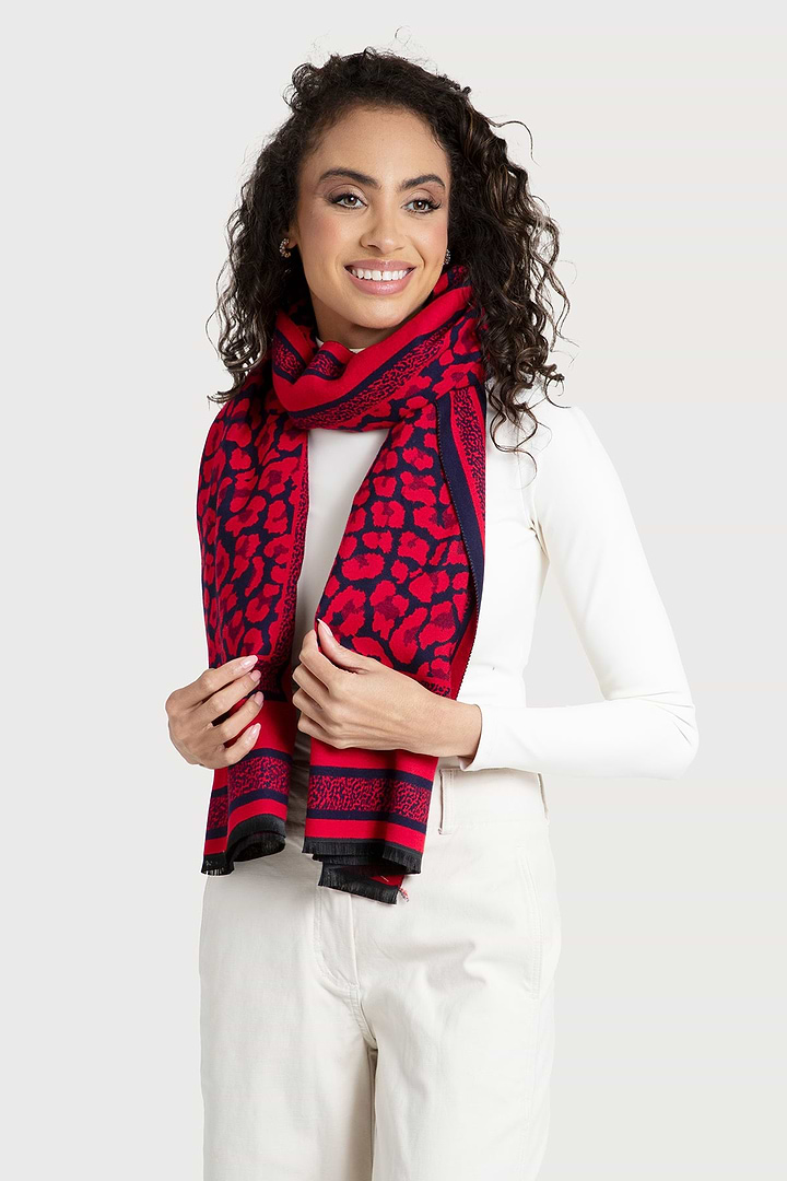 Reversible Leopard Pattern Scarf - Crimson
