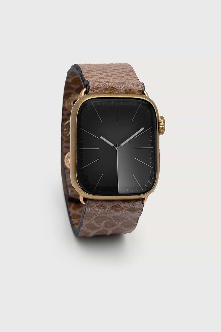 Snakeprint Embossed Leather Apple Watch Band Sienna