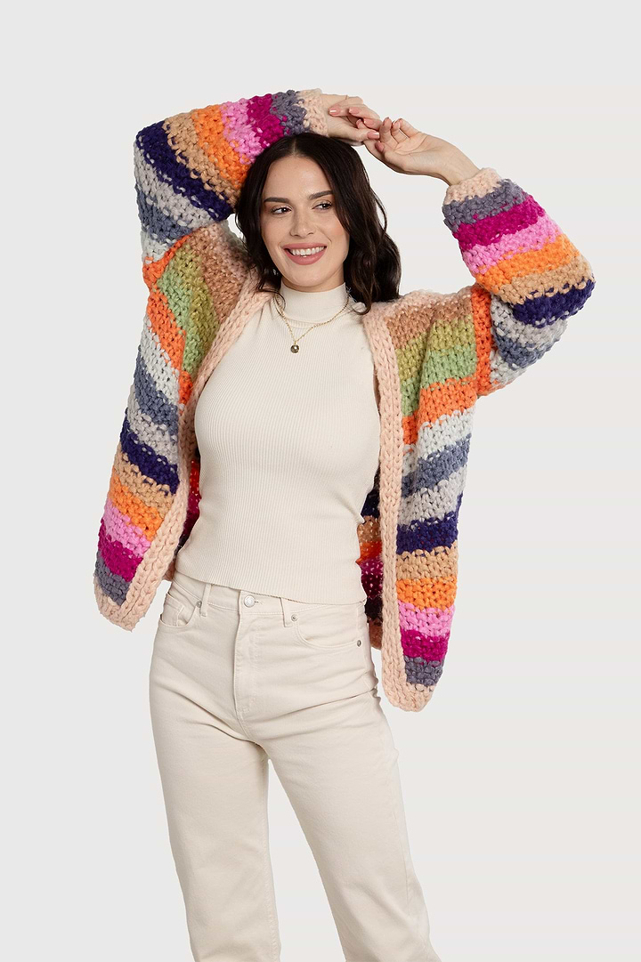 Rainbow Knitted Cardigan - Light Multi