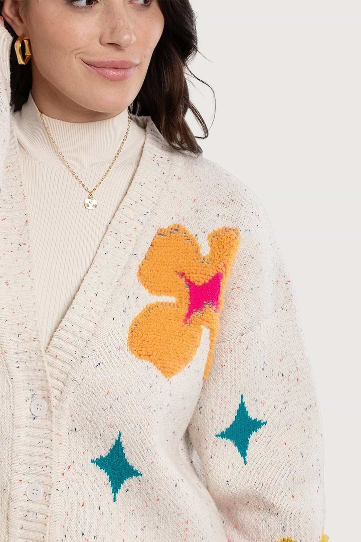 Floral Cardigan Button Up - Ivory
