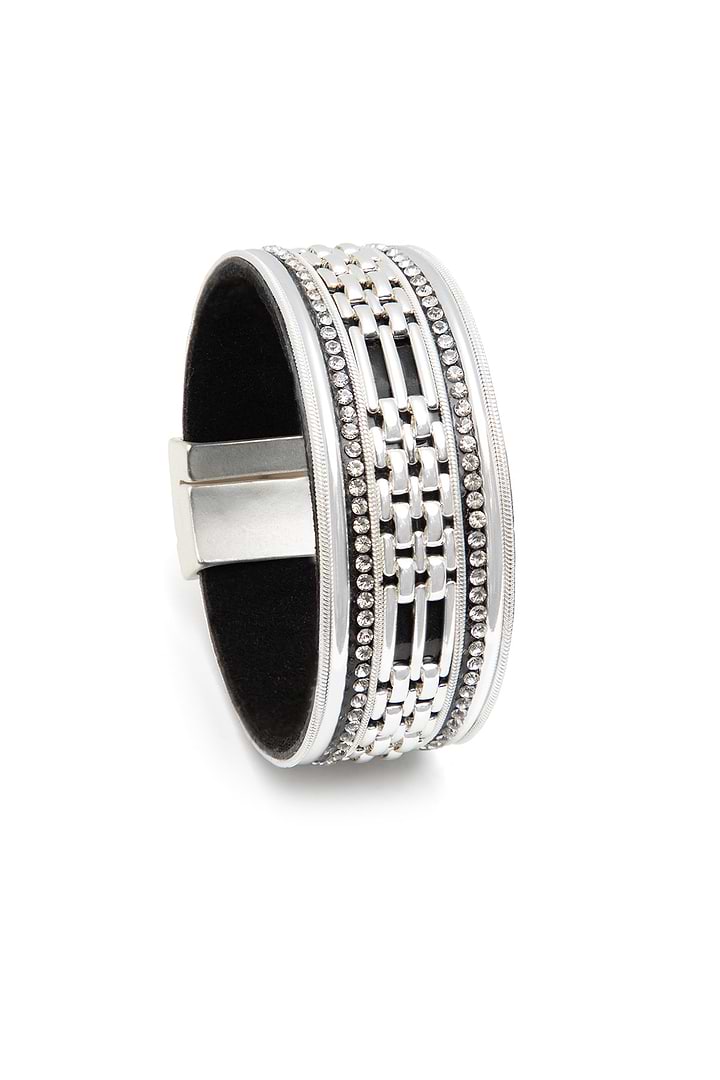 Chain Link Crystal Bracelet - Silver