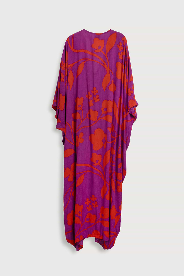 Bold Floral Kaftan Maxi Deep Pink