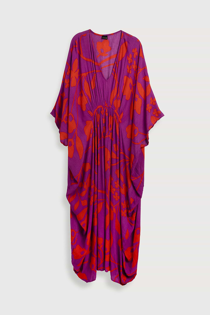 Bold Floral Kaftan Maxi Deep Pink
