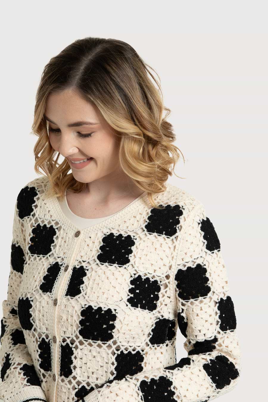 Checkered Crochet Cardigan
