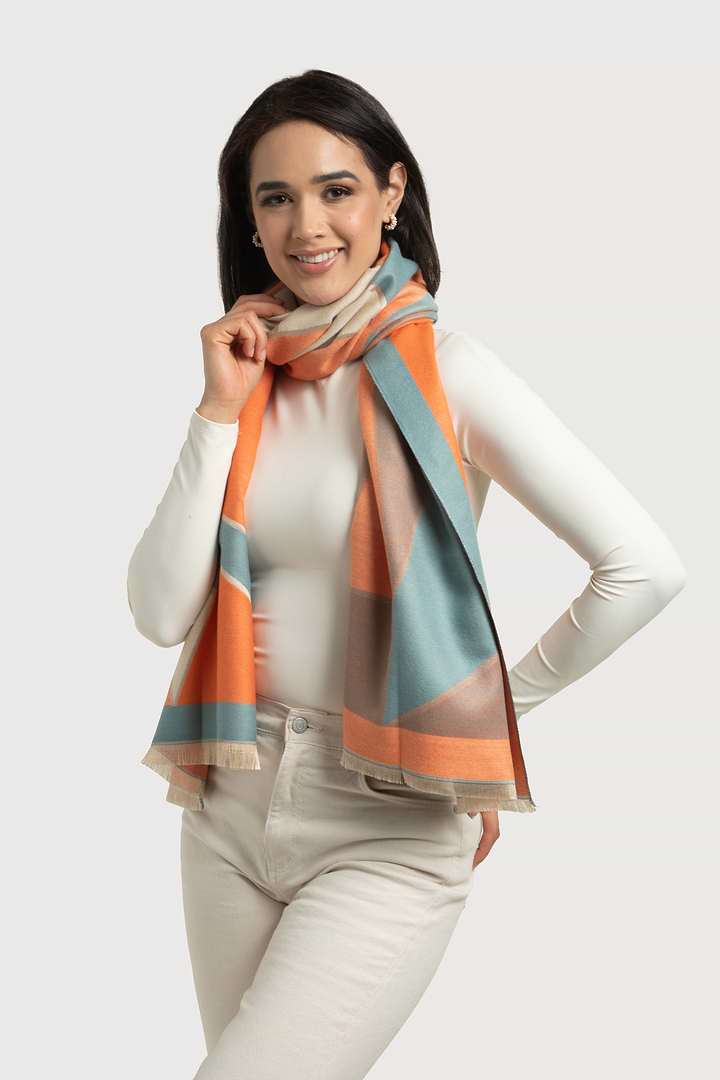 Reversible Geometric Scarf - Coral