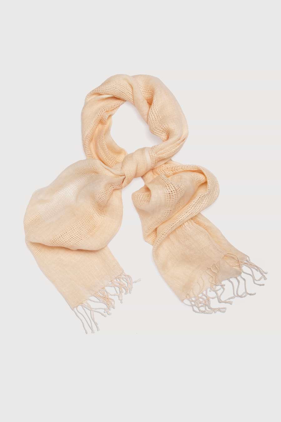 Linen Weave Fringes Scarf - Papaya Whip