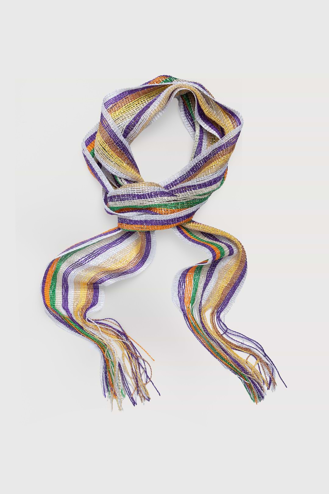 Lurex Solid Skinny Fringe Scarf - Multi
