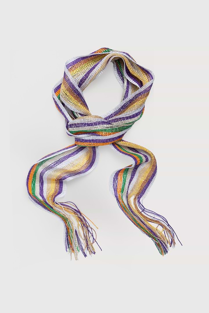 Lurex Solid Skinny Fringe Scarf - Multi