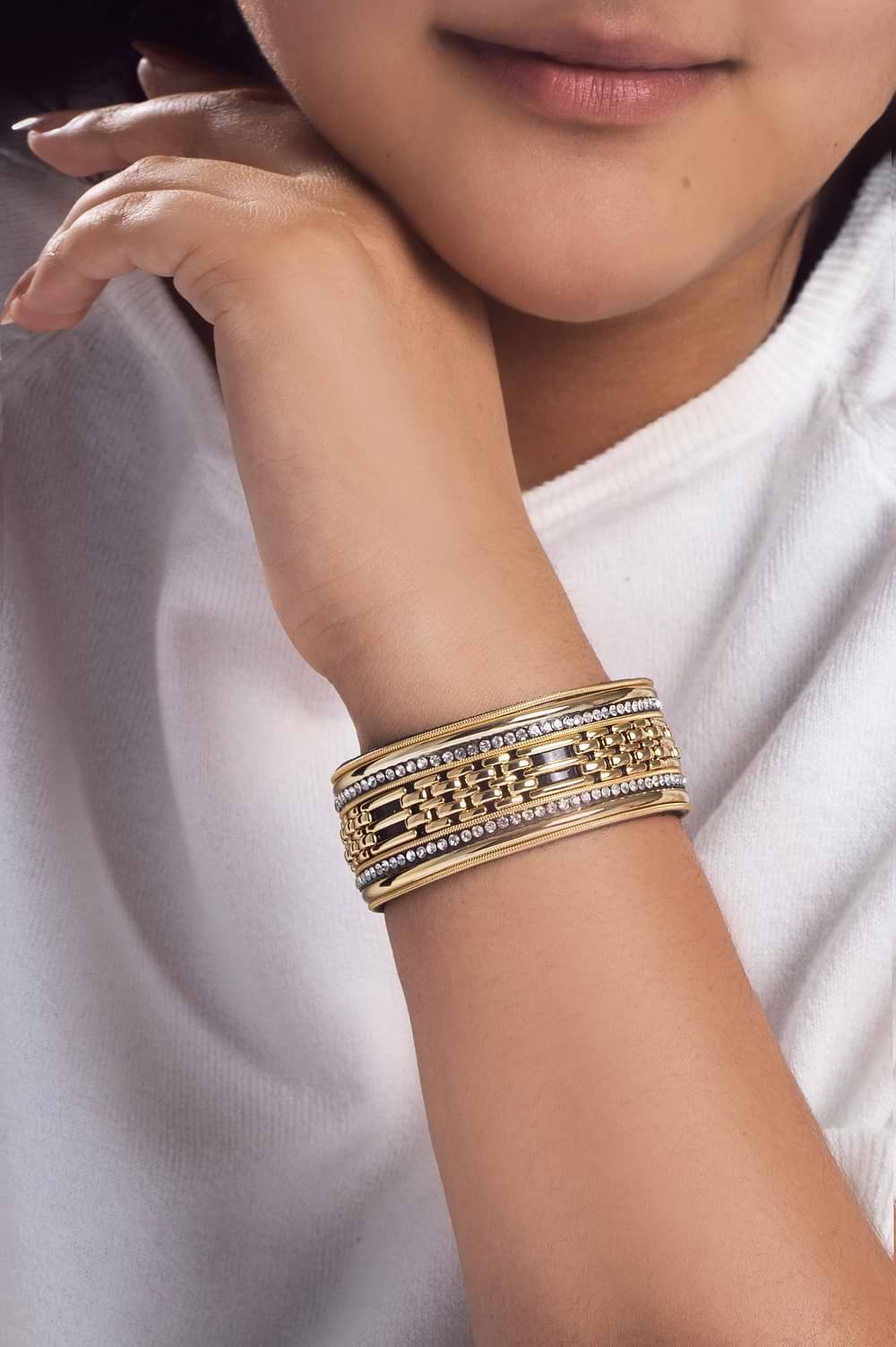 Chain Link Crystal Bracelet - Gold