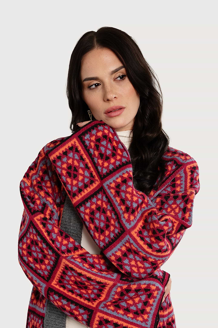 Knitted Kimono Long Square Patch