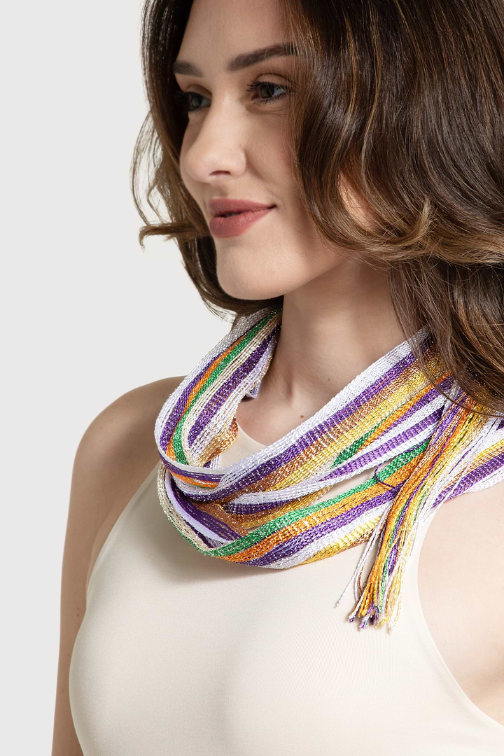 Lurex Solid Skinny Fringe Scarf - Multi