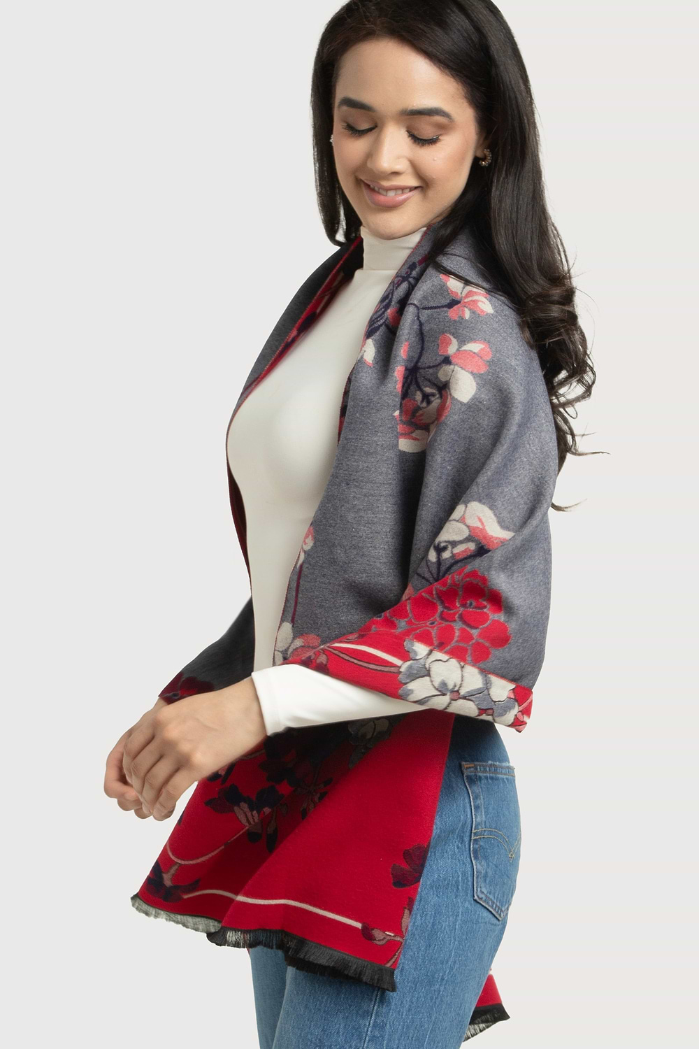 Reversible Denim Scarf - Gray