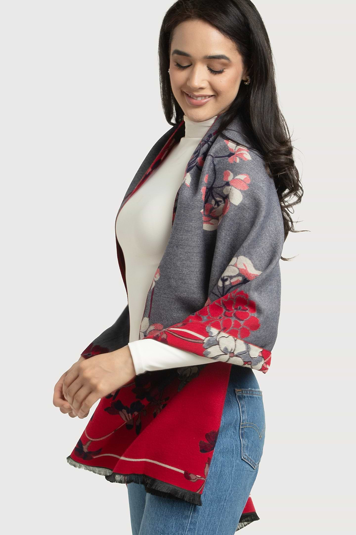 Reversible Denim Scarf - Gray
