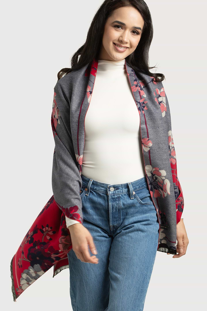 Reversible Denim Scarf - Gray