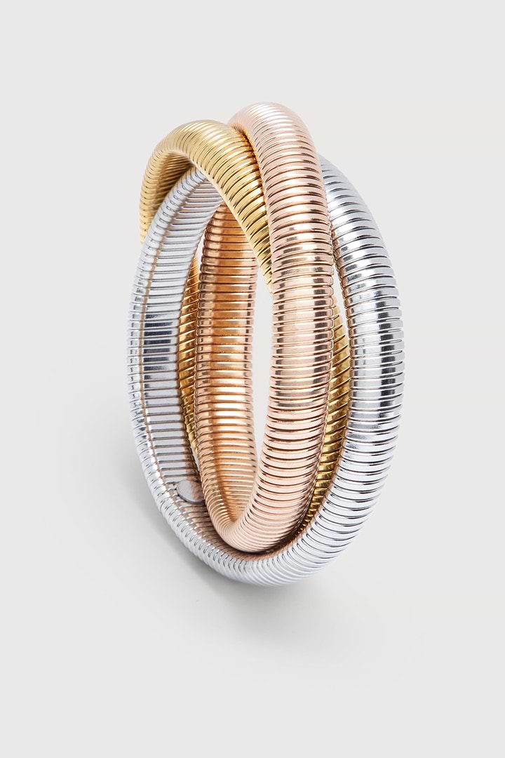 Three Tone Coil Bracelet Multi