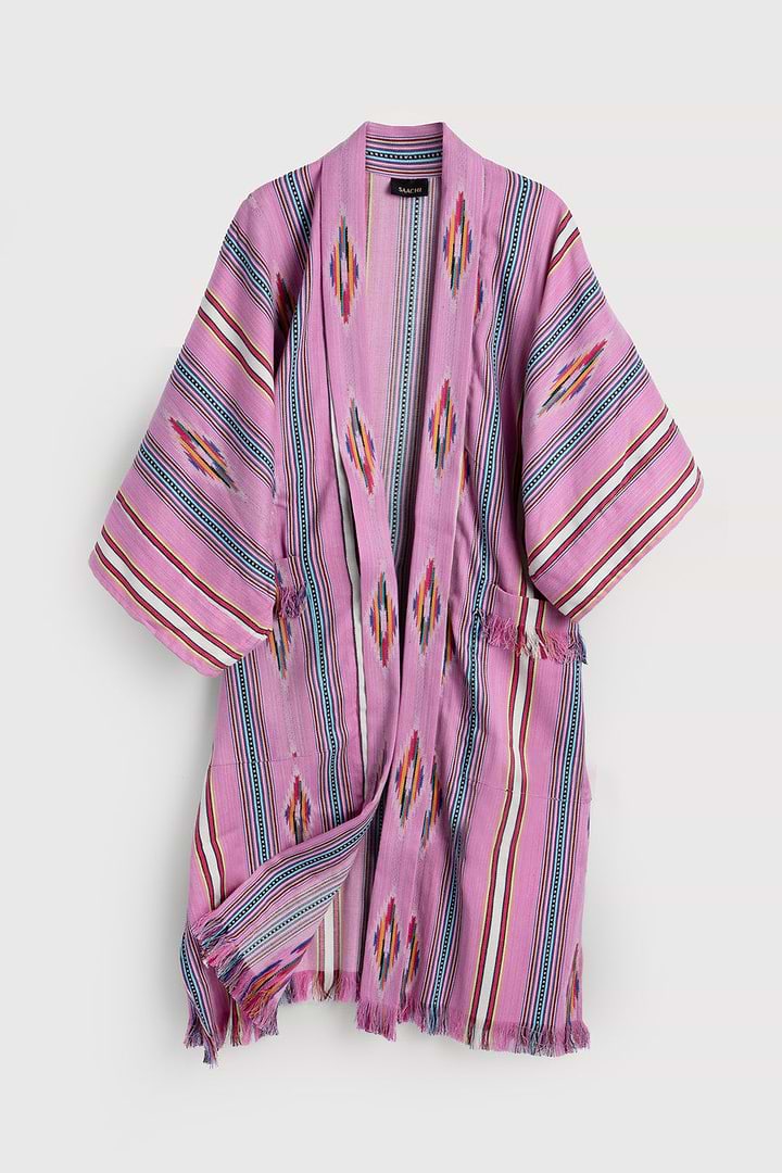 Ikat Striped Jacket Pink