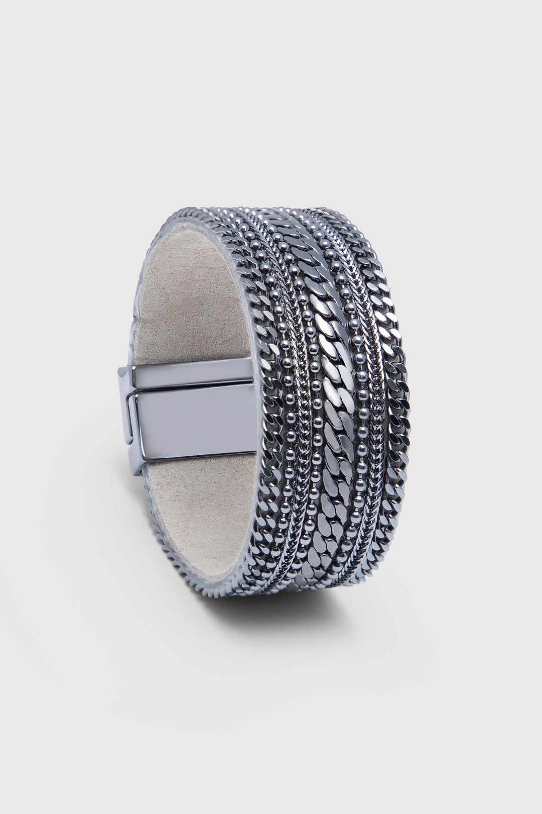 Dainty Chains Leather Bracelet - Gunmetal