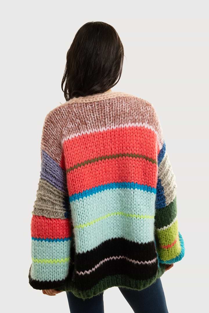 Knitted Rainbow Multitoned Cardigan - Multi