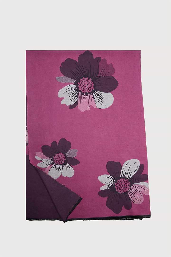 Fresh Floral Reversible Scarf - Plum Pink