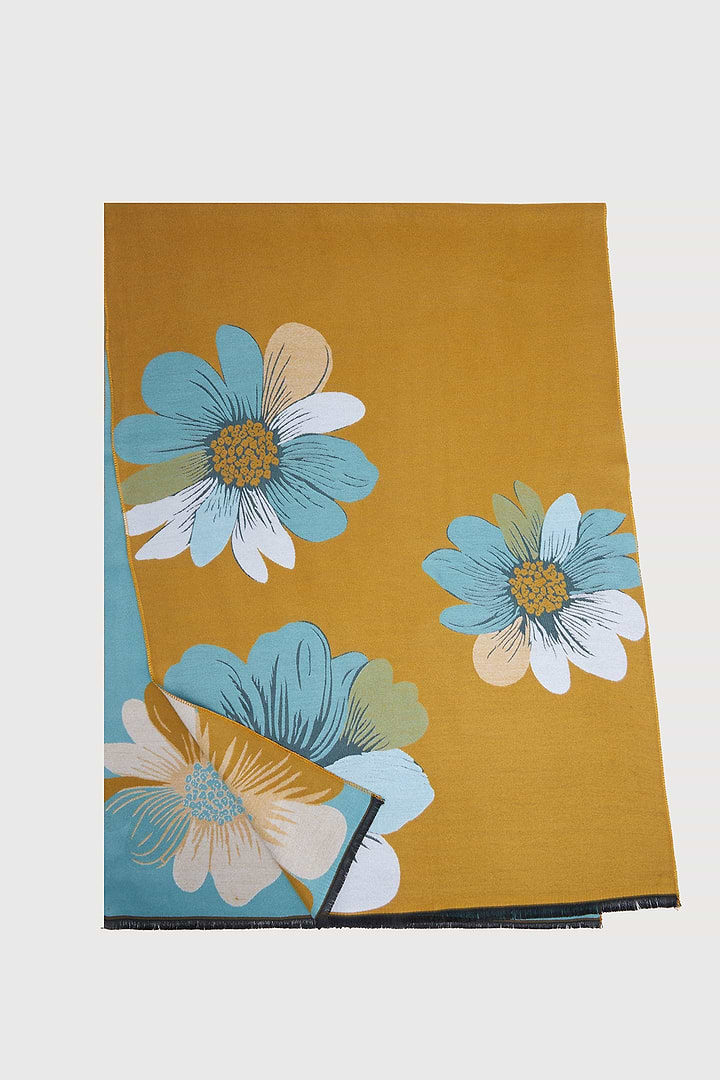 Fresh Floral Reversible Scarf - Goldenrod