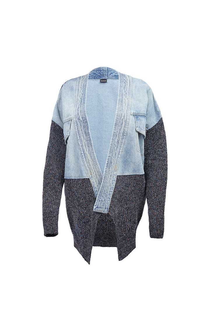 Denim and Grey Combo Jacket - Dim Gray