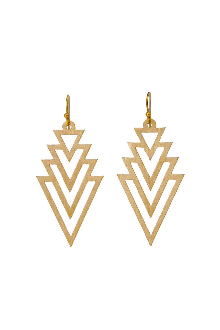 Triangle Geometric Dangle Earrings - Gold