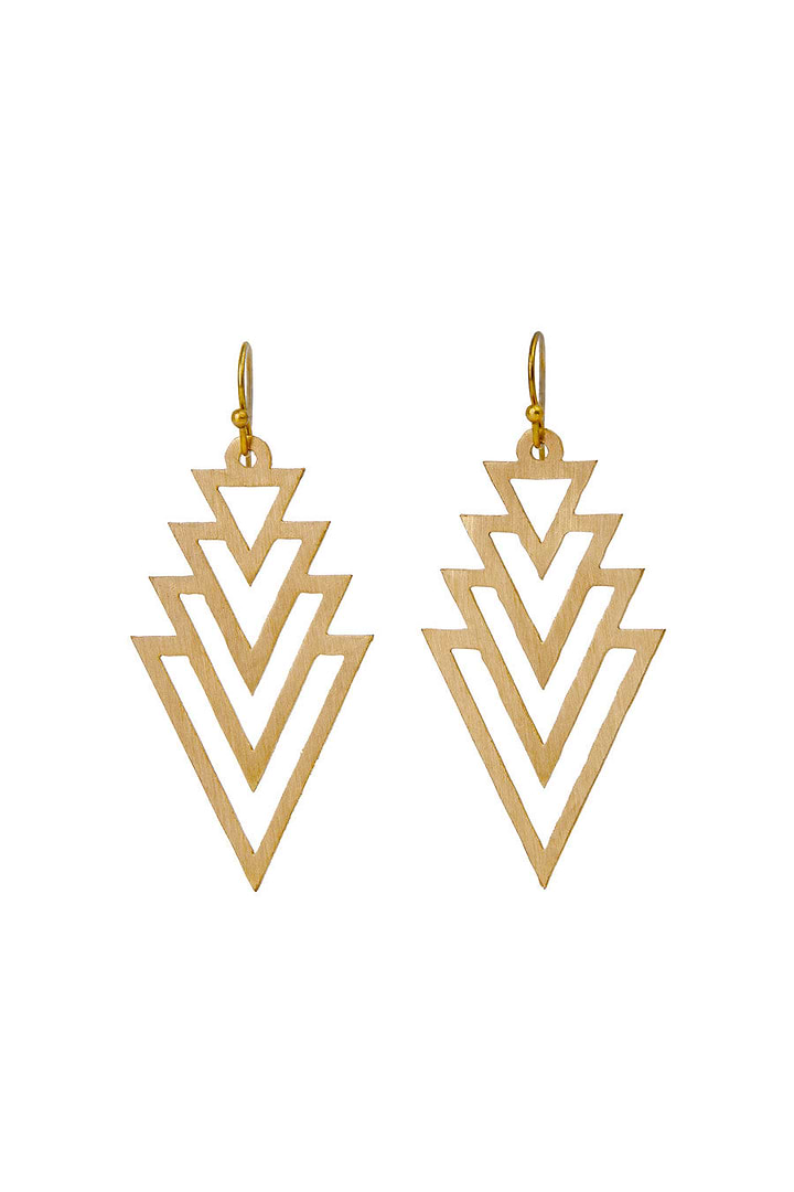 Triangle Geometric Dangle Earrings - Gold