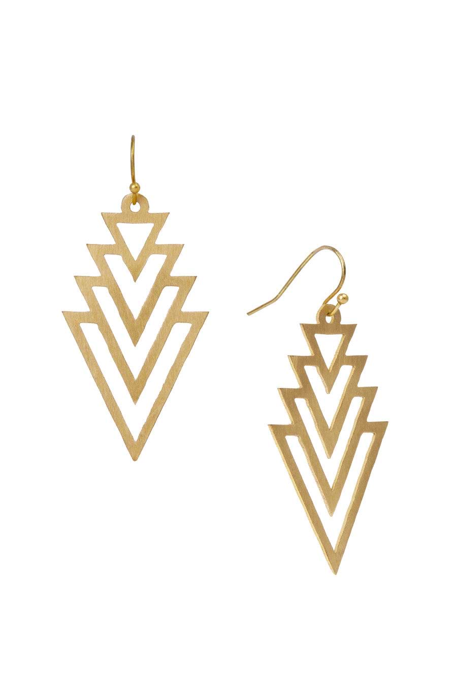 Triangle Geometric Dangle Earrings - Gold