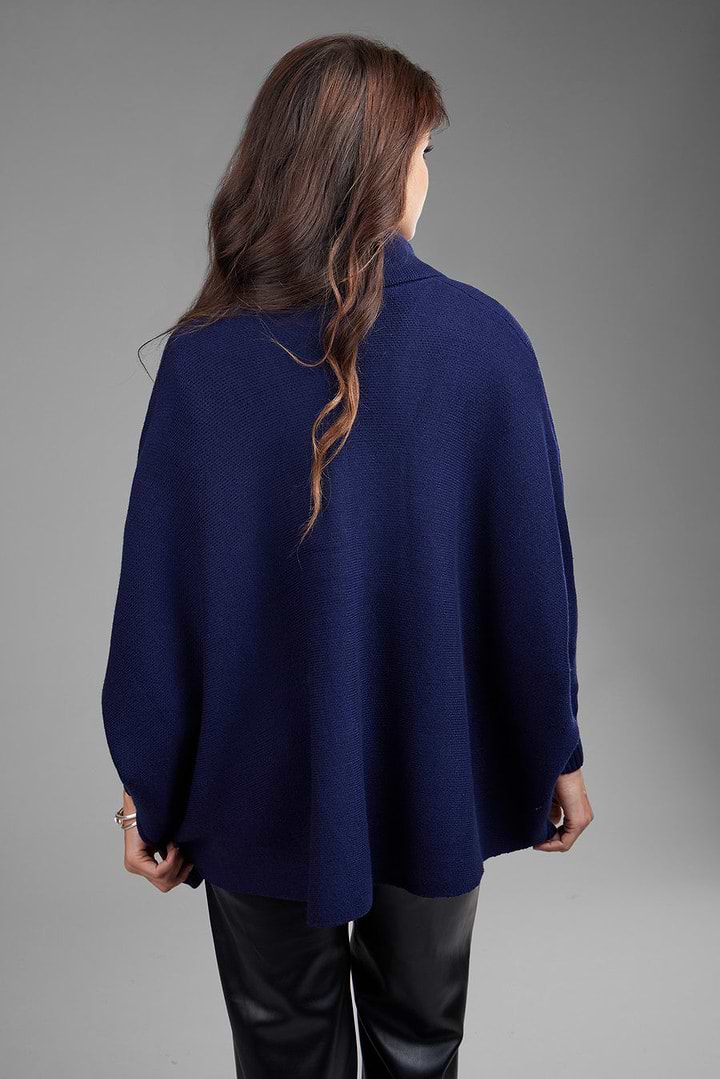 Open Front Oversized Cardigan Sweater - Navy