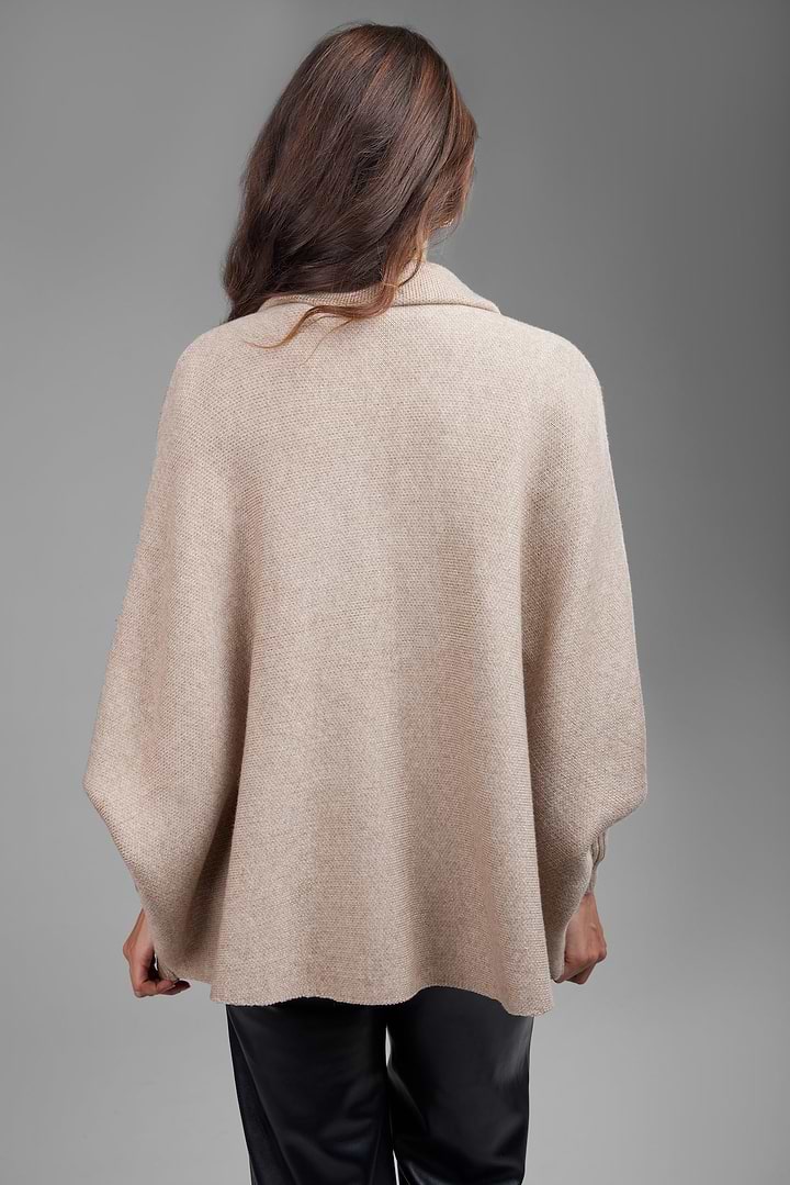 Open Front Oversized Cardigan Sweater - Beige