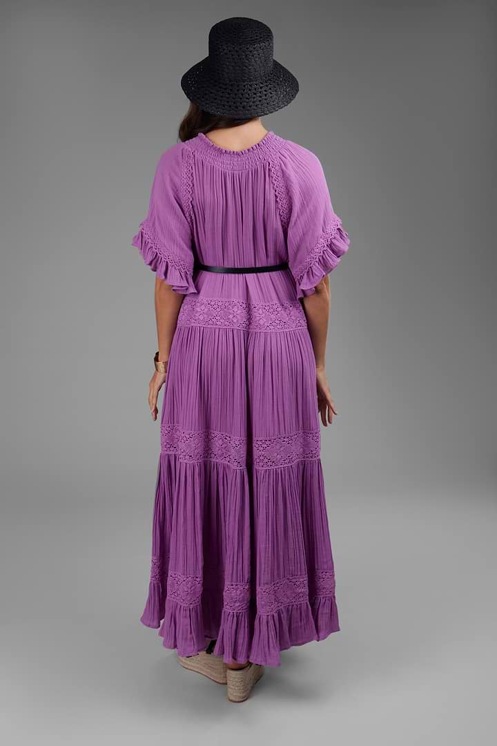 Cotton Long Kaftan Dress - Purple