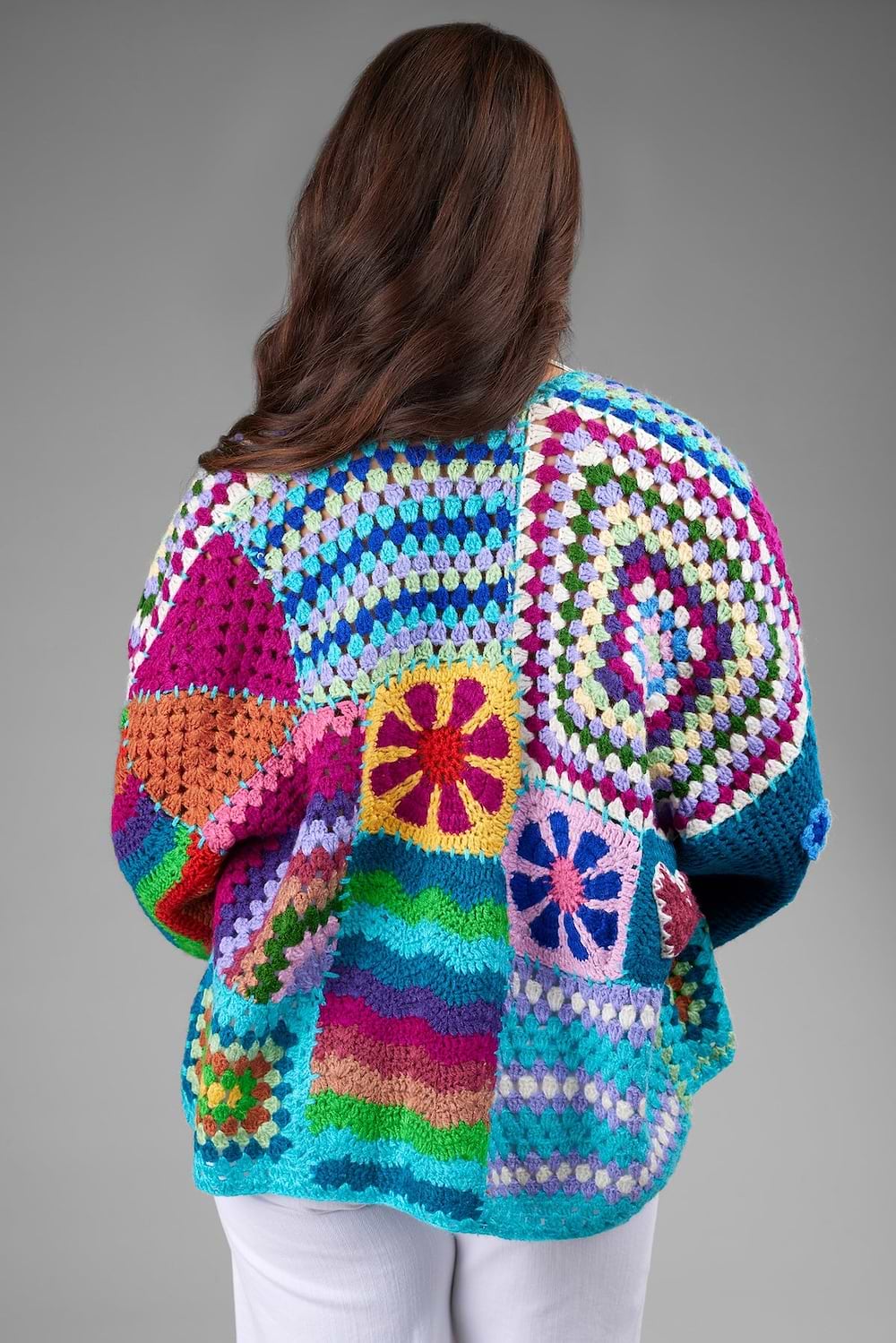 Vibrant Multi Pattern Crochet Cardigan - Multi
