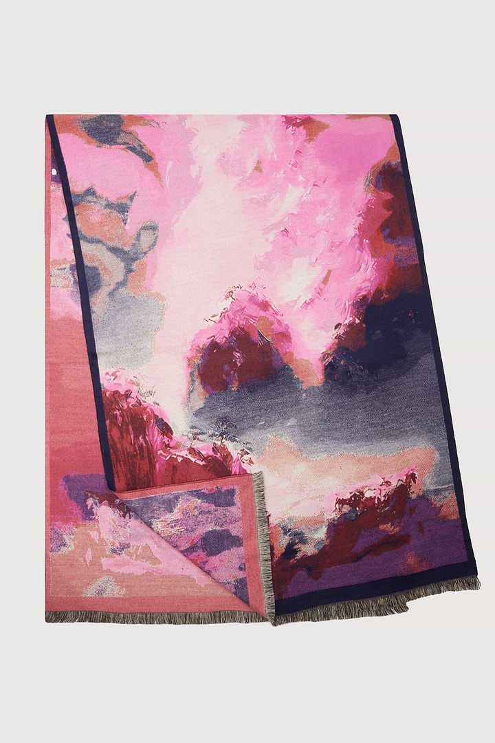 Multicolor Abstract Splatter Reversible Scarf - Multi
