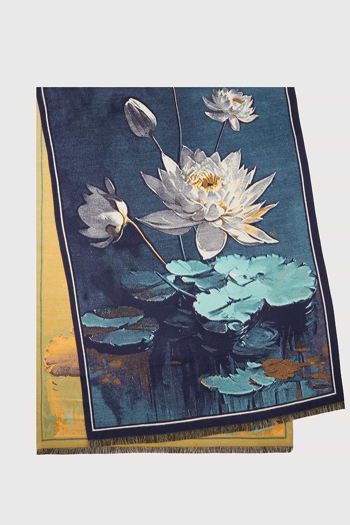 Lily Bold Reversible Scarf - Blue Combo