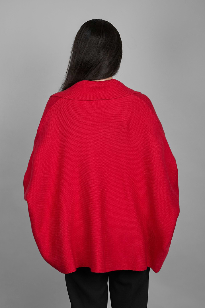Open Front Oversized Cardigan Sweater - Red