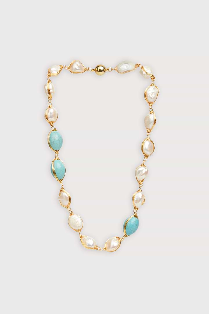 Turquoise Baroque Pearl Necklace - Turquoise