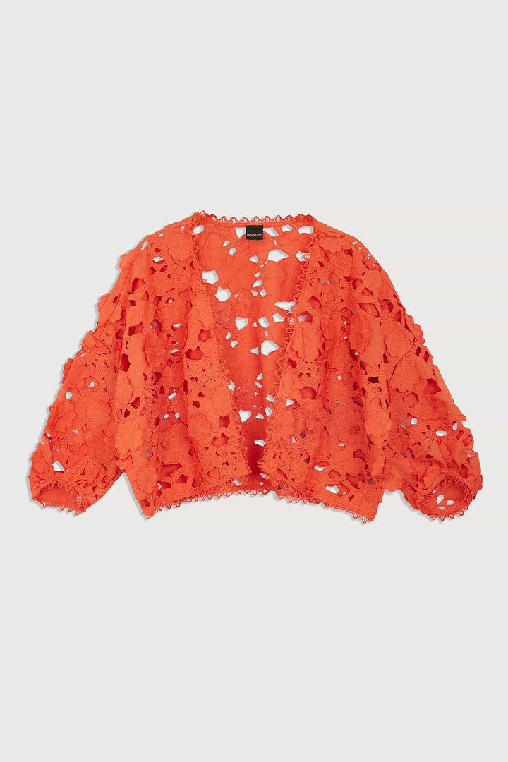 Floral Lace Cut Out Bolero Coral