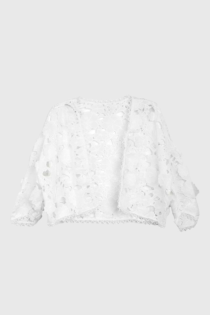 Floral Lace Cut Out Bolero White