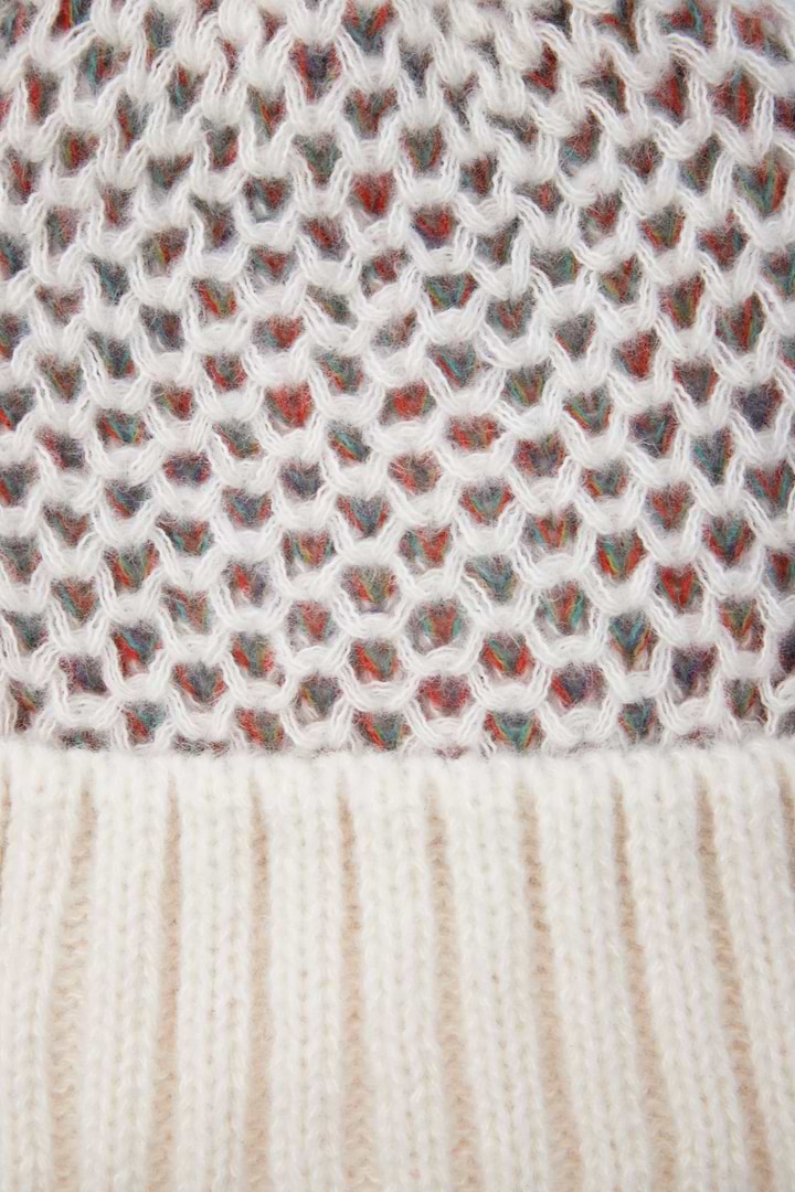 Rainbow Knit Beanie - Ivory