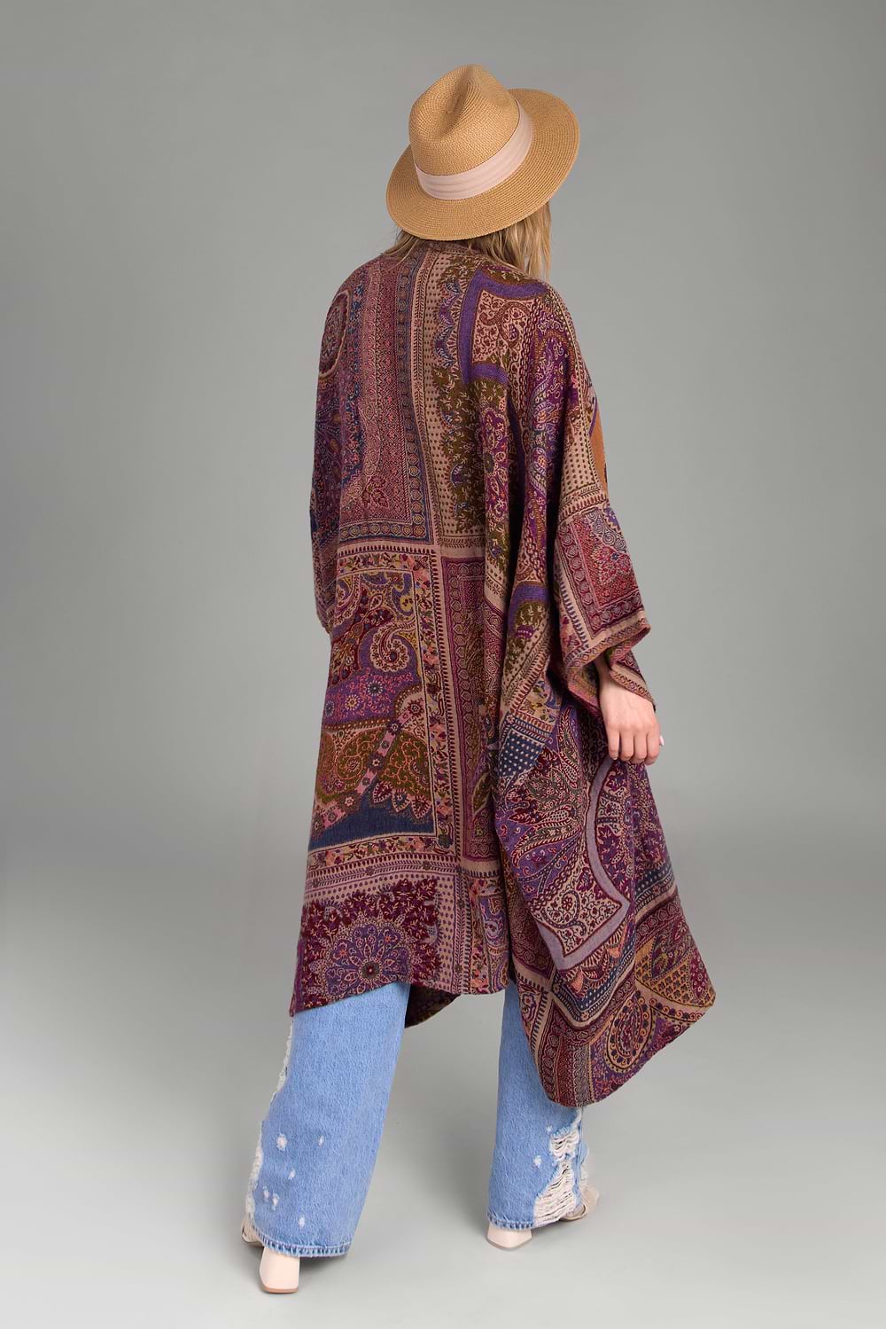 Woven Bohemian Vintage Kimono - Multi