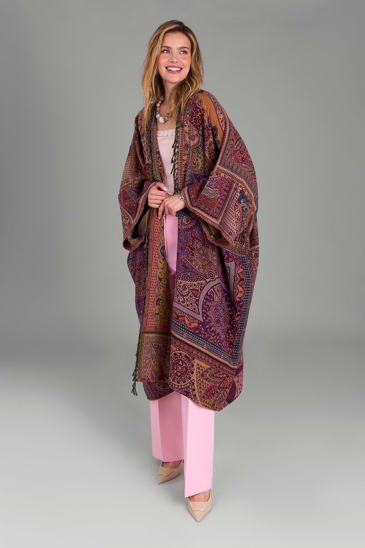 Woven Bohemian Vintage Kimono - Multi