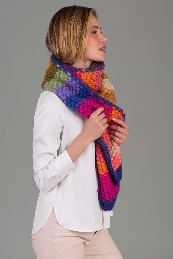 Rainbow Knitted Chunky Scarf - Multi