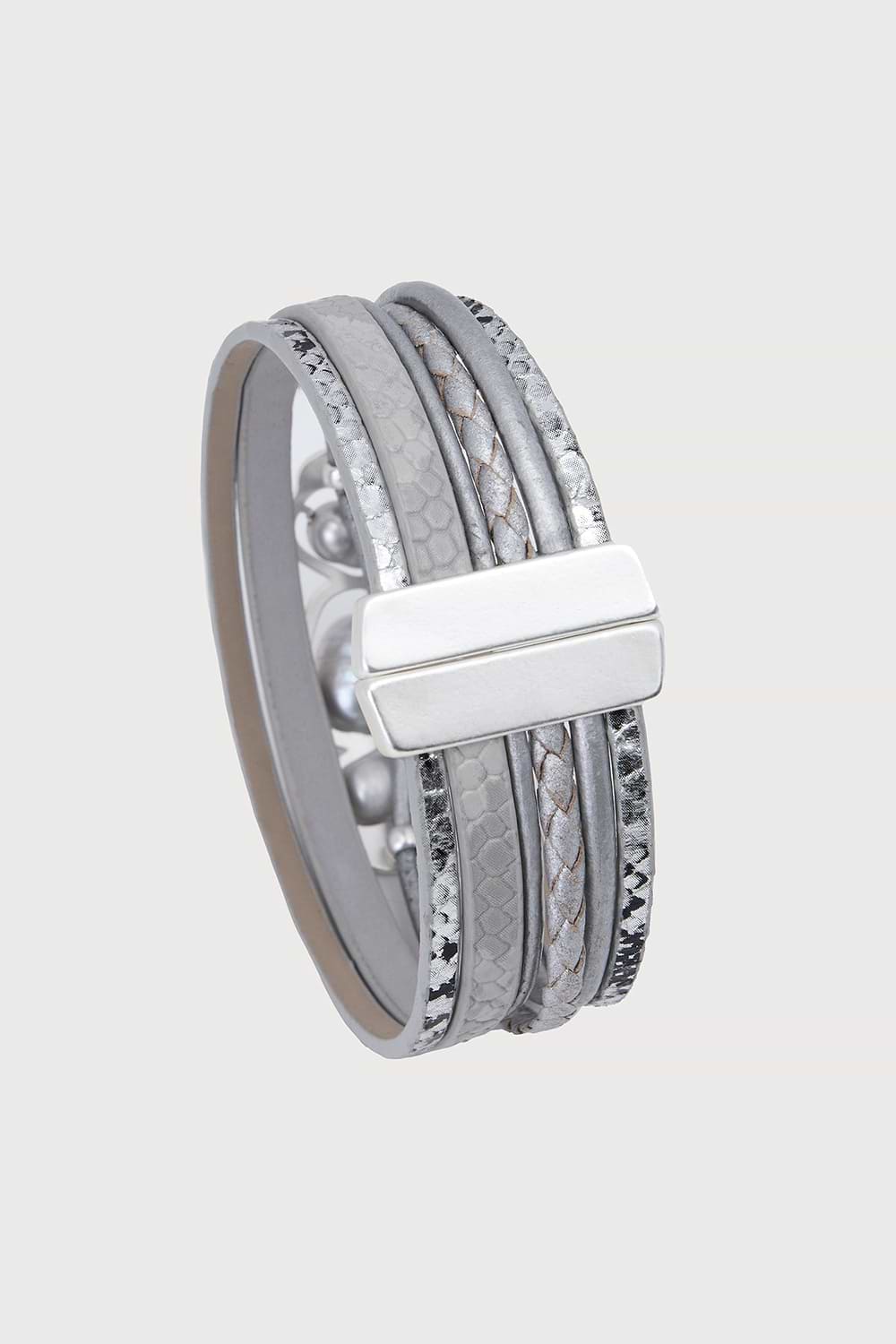 Multi Pearl Leather Bracelet - Silver