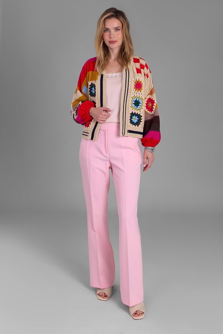 Square Checkered Multi Pattern Cardigan - Multi
