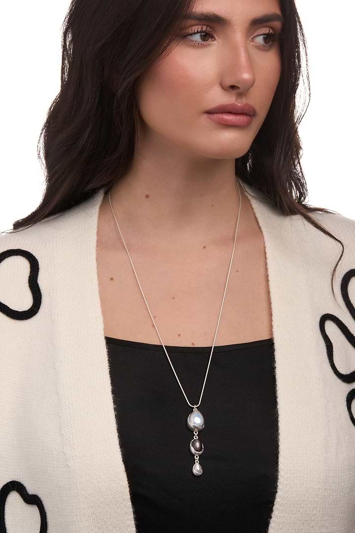 Triplicity Orb Drop Necklace Silver