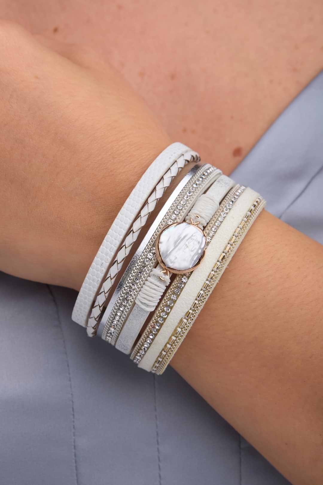 Santorini Pearl Bracelet - White