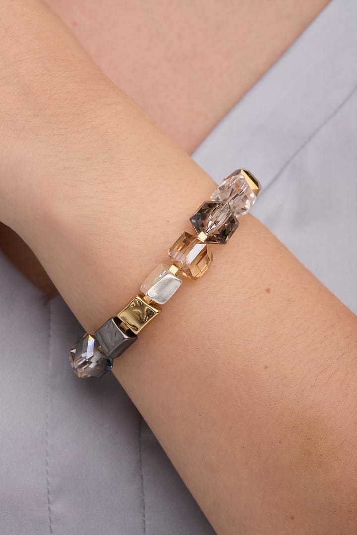 Faceted Bead & Stone Bracelet - Gold